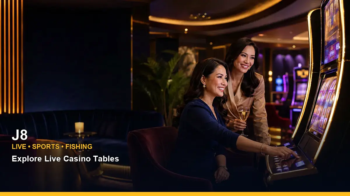 J8 high-energy VIP casino rewards in a vivid layout for Philippine players