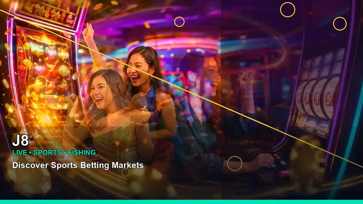 J8 lucky reels online slot games featuring an adult Filipina casino host with a right-diagonal composition